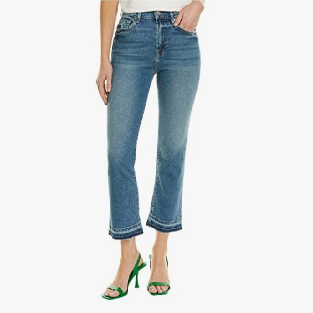 7 For All Mankind Luxe Vintage High-Waist Slim Kick with Raw Hem